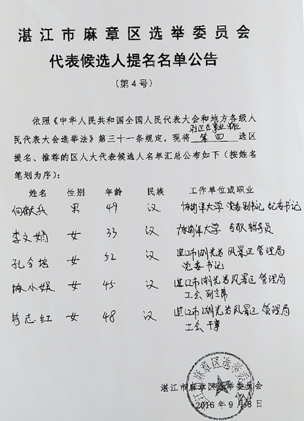 湛江市麻章區(qū)選舉委員會(huì)代表候選人提名名單公告.jpg